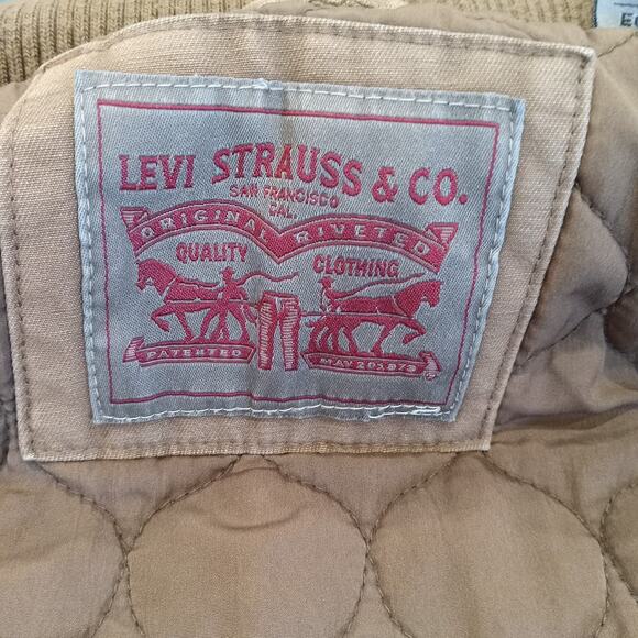 Levi’s Jacket XL Brown Quilted Canvas Work Utility Field Coat Snap Front Chore - Picture 8 of 16